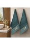 Missi Bamboo Leaf Embroidered 2-Piece Towel Set Dark Green 50X90 Dark Green - 2