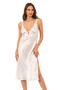 Ecru Long Double Satin Dressing Gown Nightgown Set 7829 - 2