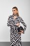 Black and White Judge Collar Long Sleeve Patterned Dress - 6