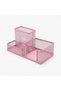 Metal File 3 Compartment Desktop Organizer Pen Holder Note Holder Set Pastel Pink