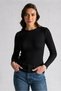 Women's Black 10-Pack Cotton Lycra Long Sleeve Crew Neck Bodysuit - Custom Made Sleep Band and 6-Piece Buckle Gift Set - 4
