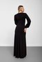 Black Accessory Detailed Padded Slit Long Dress - 8