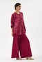 Women's Burgundy Italian 100% Cotton Velvet Patterned Trousers with Shirt Oversize Velvet Suit 40 - 46 Size - 4