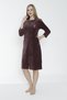 Women's Cotton Velvet Zipper Pocket Lace Long Sleeve Dress / Dusty Rose 3887 - 5
