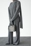Women's Anthracite Sweater-Shawl-Pants Hair Knit 3-Piece Knitwear Set