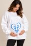 Heart and Baby Footprint Printed Maternity Oversize Sweatshirt – Crew Neck Loose Casual Sweatshirt