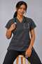 (E-Flex) Anthracite Lycra Women's Single Top Non-Ironing Nurse and Doctor Uniform Scrubs Hospital Uniform - 3