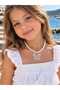 White Pearl and Transparent Butterfly Detailed Girl's Necklace Birthday Party Gift Jewelry Accessory - 4
