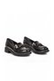Women's Buckle Detailed Stylish Comfortable Black Shiny Women's Classic Casual Shoes Loafer Pc-56064 - 4
