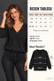 Women's Wide Fit Long Sleeve V-Neck Waffle Textured Relaxed Cut Blouse - 6
