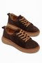 Genuine Leather Orthopedic Women's Casual Shoes Brown Suede with Ring Laces