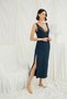Lace Detailed and Low-Cut Slit Nightgown - 2