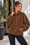 Women's half-zip kangaroo pocket plush wellsoft sweatshirt - 2