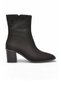 Heeled Zippered Stylish Comfortable Special Occasion Night Daily Black Suede Women's Boots Pc-56169 - 2