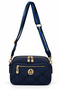 Navy Blue Woven Strap Quilted Women's Crossbody and Shoulder Bag