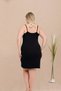 Large Size Stripe Patterned Lace Embroidered 2-Piece Viscose Black Nightgown and Dressing Gown Set - 3
