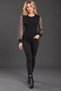 Sparkling Elegance |   Women's Long-Sleeved Cycling Collar Viscose Stylish Blouse with Glittering Tulle Details on the Sleeves - 5