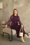 Crew Neck Silk Cupra Garnished Side Tie Cold Yarn Mercerized Fabric Full Length Dress - 3