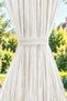 Linen Briz Kelebek 1-3 Regular Pleated Tulle Curtain Door Window Curtain, Off-White Ecru, Rods Included - 4