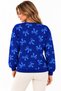 Women's Crew Neck Long Sleeve Bow Patterned Soft Textured Relaxed Fit Stylish Casual Navy Blue Sweater - 3