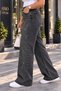 Women's Plus Size High Waist Stone-Embellished Wide-Leg Jeans Pants Denim Trousers - 3