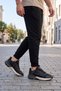 Comfortable Orthopedic Sole Lace-Up Black-Beige Men's Walking and Sports Shoes Sneaker 2427
