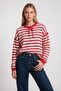 Wool Blend Striped Knitwear Cardigan Lyy0151 Red Ecru