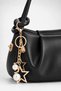 Women's Jasmine Black Faux Leather Drawstring Knot Handle Mini Hand and Shoulder Bag with Star Accessories - 3