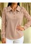 Women's long sleeve ruffled waffle knit blouse - 2