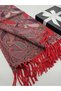 Women's Cashmere Textured Shoulder Shawl and Scarf Royal Mosaic Embroidered Pattern Soft Textured Fringed 70 × 200 cm