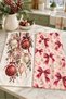 Rose Ribbon Christmas Burgundy Ornament Ball Pink Cream Bow Christmas Patterned 2-Piece Kitchen Towel Set 35X55