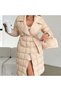 Women's Beige Jacket with Collar, Snap Closure, Belted Puffer Coat - 6