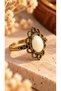 Adjustable Vintage Women's Copper Ring with Natural Stone - 3