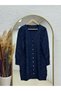 Sabinur Baklava Pattern Mini Gold Buttoned Cardigan-Sy3290 Navy Blue - 2
