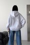Women's Gray Oversized Hooded Sweatshirt with Stone Star Detail Nbg141 - 5