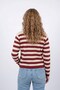 Women's Striped Pearl Button Detailed Crew Neck Knitwear Cardigan - 4