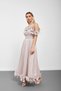 Stone embellished chiffon evening gown with ruffled lining and straps - 3