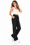 Women's Waterproof Plush Inside High Waist Elastic Waist Double Pocket Lace-Up Straight Leg Relaxed Fit Soft Textured Trendy Casual Black Trousers