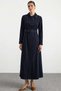 Shirt Collar Embroidery Detailed Soft Touch Overcoat Dark Blue 6913 - 4