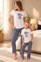 Women's 100% Cotton Crew Neck Regular Fit Printed Summer Short Sleeve Pajama Set - 5