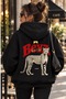 Women'S/Men's Unisex Leopard and Cherry Printed Gray/Black Hooded Sweatshirt & Hoodie