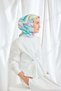 Silkhome Tivil Silk Scarf 11541 11 Ice Blue Mint Green Abstract Pattern - 2