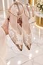 Laura Women's Beige Lace Detailed Metal Pointed Toe Ankle Buckle 2.5cm Heeled Evening Dress Shoes - 2