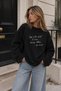 Women's Relaxed Fit Sweatshirt Life Is Too Short Printed Black – Crew Neck, 3 Thread Without Ruffles - 6