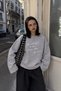 Women's Relaxed Fit Sweatshirt Life Is Too Short Printed Gray Melange – Crew Neck, 3 Thread Without Drawstrings - 3