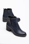 Genuine Leather Women's Heeled Boots Navy Blue with Fur and Elastic Side - 3