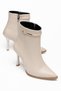 Women's Thin Heeled Boots Beige Buckle Flat Tpu Sole - 3