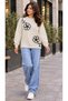 Women's Crew Neck Floral Detailed Knitwear Sweater