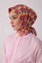 Tivil Silk Scarf 4406 82 Pink Yellow Geometric Pattern - 2
