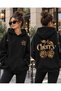 Women'S/Men's Unisex Leopard and Cherry Printed Gray/Black Hooded Sweatshirt & Hoodie